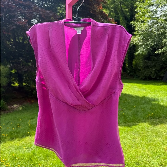 Calvin Klein Fuchsia Textured Blouse - Picture 1 of 6